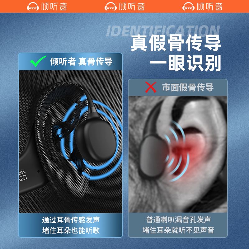 倾听者X9骨传导蓝牙耳机无线运动型跑步专用不入耳式可插卡骨传感 - 图1
