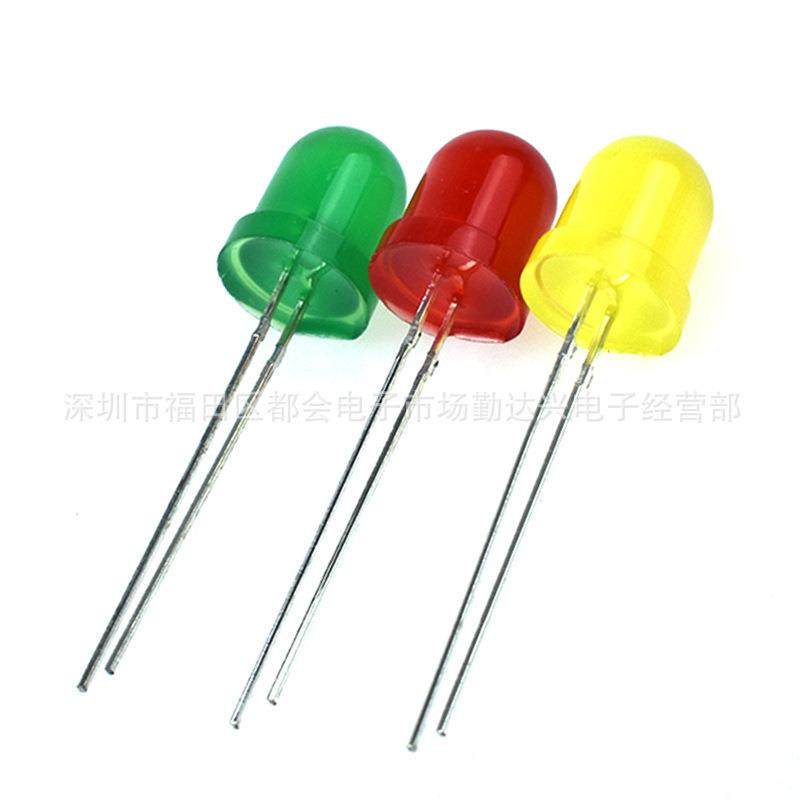 f10红发红10mm红灯绿黄蓝灯红光3V指示灯直插式led灯珠发光二极管 - 图0