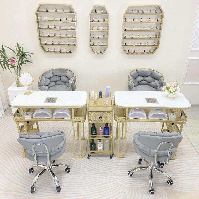 轻奢豪华85单双人大理石美甲桌椅套装吸尘器美甲台面网红椅美甲店,淘宝优惠券,粉丝福利购,淘宝优惠卷