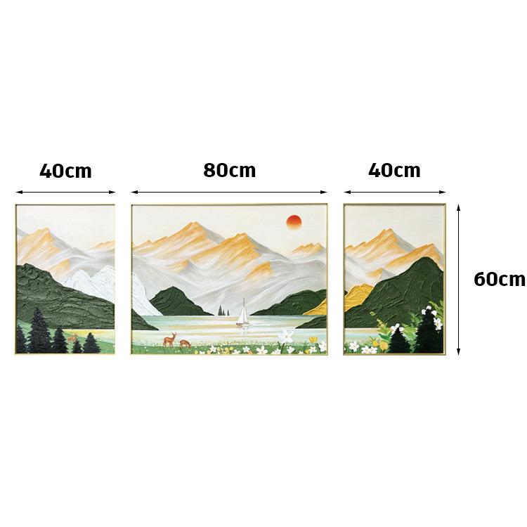 大芬村纯手绘油画抽象日照金山厚肌理组合装饰画客厅挂画 - 图3