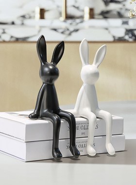 网红坐姿兔子房间书柜桌面摆件玄关客厅电视柜酒柜软装高级感装饰