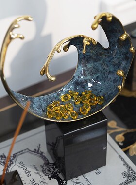 柏梵轻奢风生水起铜摆件工艺品高档招财玄关家居饰品乔迁开业礼品