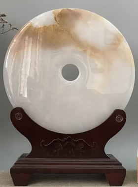 玉璧和氏璧平安扣底座月亮架茶叶饼圆盘玉石玉片盘子托架实木支架