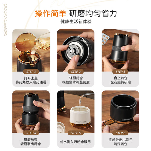Westwood药片研磨器老人婴儿旋转磨药器西药片碎药碾药神器超细粉 - 图3