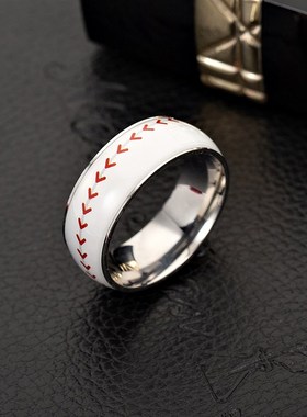 极速跨境货源 足球篮球棒球橄榄球E钛钢戒指体育用品饰品义乌首饰