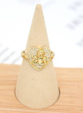 极速Jewelry Metal Zircosn Love Angel Ring Retro Cupid Open R