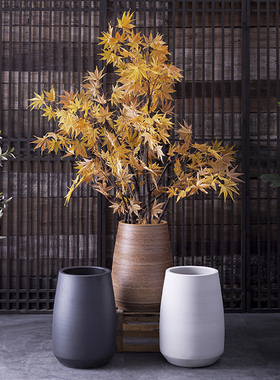 极速别墅景观园林插花装饰摆件北B欧现代简约黑色客厅超大陶瓷落