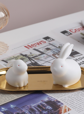 极速定制礼物兔子可爱小玉u兔陶瓷摆件定制办公室桌面装饰工位女