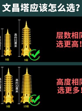 极速文昌塔纯铜13层十三层的九层工艺品摆件旗舰店U办公室书房书