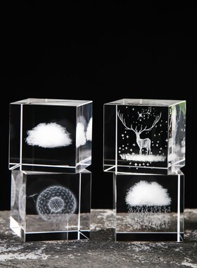 极速治愈系水晶下雨的云朵月球桌z面摆件立方体送男女朋友创意520