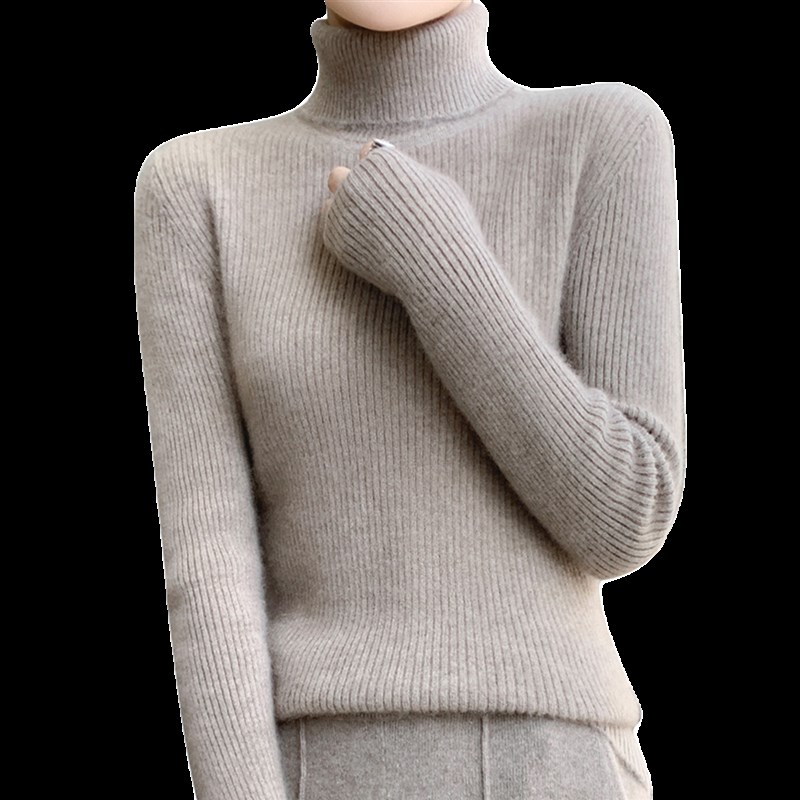 高领毛衣女修身加厚内搭春秋冬百搭短款配大衣紧身针织羊毛打底衫 - 图3