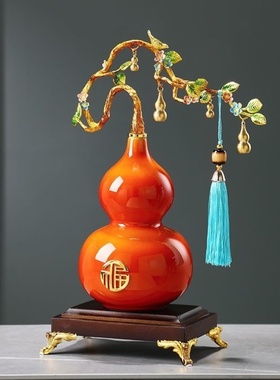 五福临门葫芦摆件高档客厅玄关桌面陶瓷装饰品乔迁搬新家招财礼物
