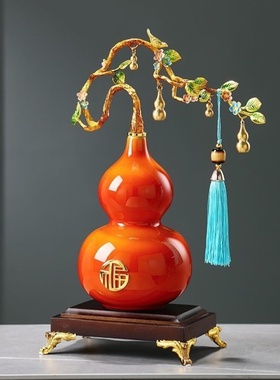 五福临门葫芦摆件高档客厅玄关桌面陶瓷装饰品乔迁搬新家招财礼物