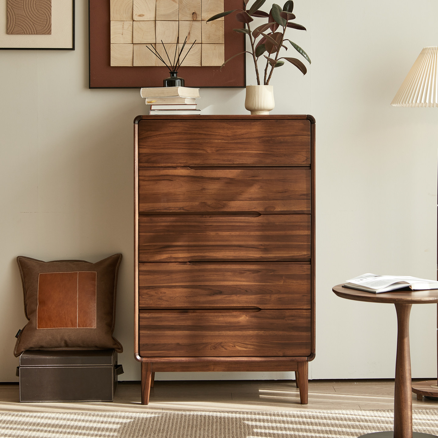 柚木全原木斗柜简约五斗柜客厅玄关柜卧室床尾储物柜北美黑胡桃,淘宝优惠券,粉丝福利购,淘宝优惠卷