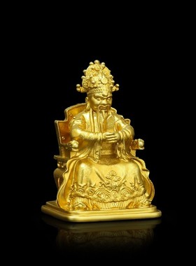 纯铜龙五爷佛像财神像五台S广济龙王菩萨鎏金色装嘎乌盒吊坠摆件