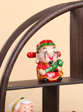 创意家居中式摆件寿星财神爷客厅玄关电视酒柜装饰工艺品招财摆件