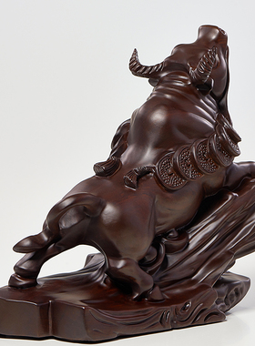 黑檀木雕牛摆件金牛工艺品办公室实木生肖牛华尔街牛气冲天工艺品