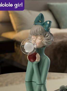 吹泡泡女孩台灯摆件创意小夜灯卧室床头柜书房家居装饰品氛围灯