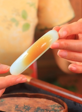 和田玉新疆且末糖白手镯平安镯