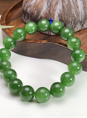 新疆和田玉碧玉佛珠手串12mm手链