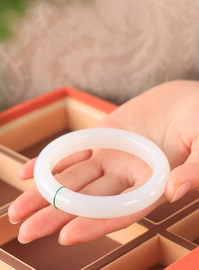 籽料新疆和田玉羊脂白玉平安镯