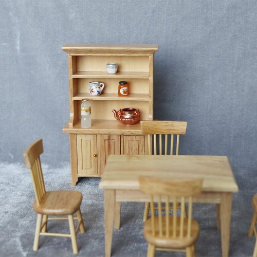 1:12娃娃屋dollhouse迷你家具微缩食玩模型 原木色三门立式柜子 - 图0