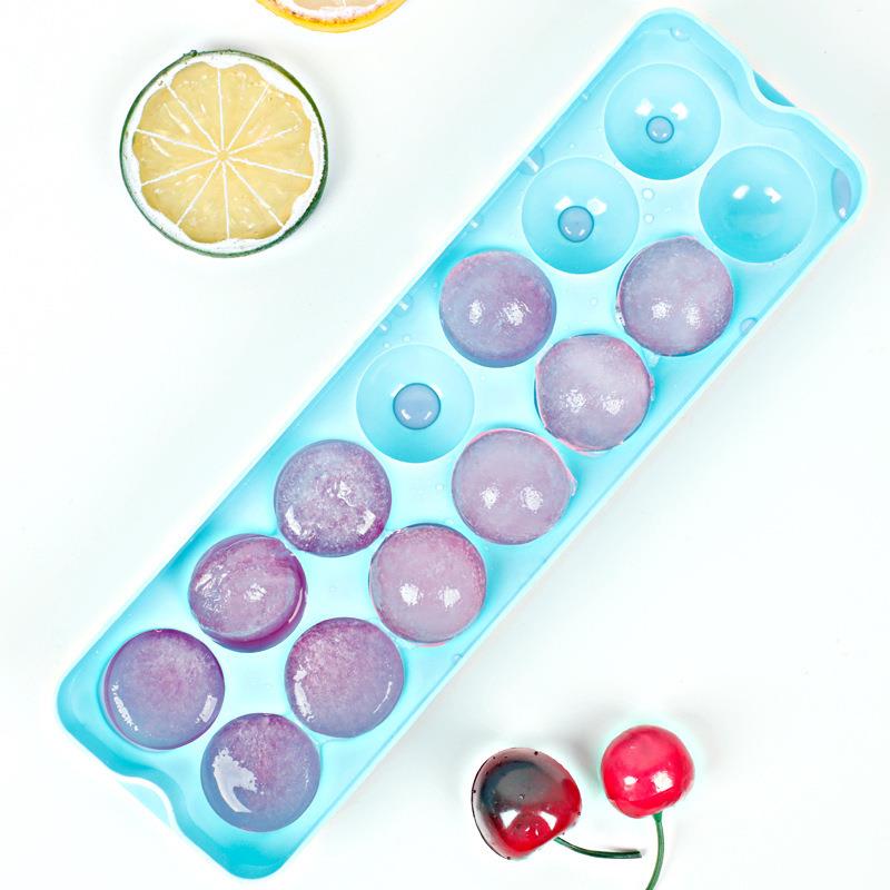 新款直销彩色圆形冰块模具 夏季调酒冰冻小冰球速冻器pp塑料14格 - 图1