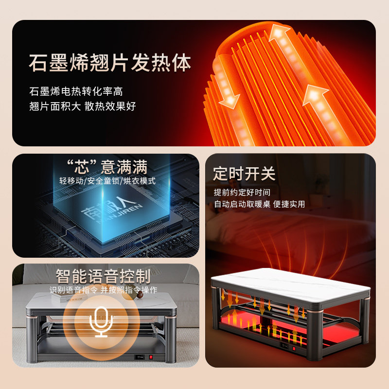 南极人烤火桌新款取暖桌升降茶几一体电暖桌子家用客厅电暖炉发热,淘宝优惠券,粉丝福利购,淘宝优惠卷