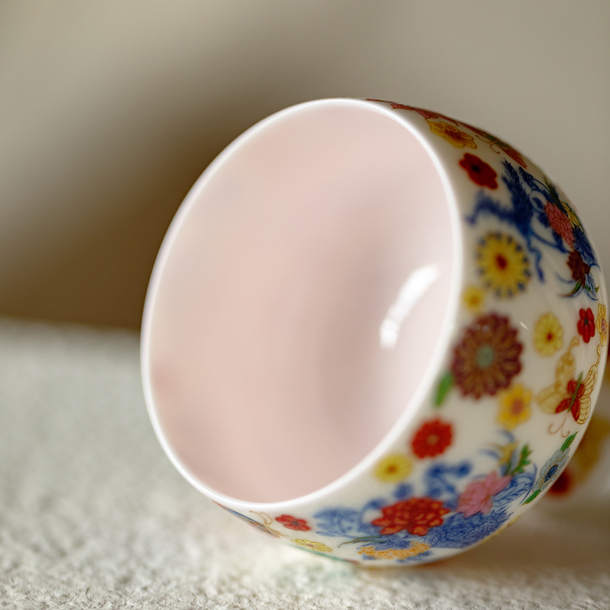 梵汝景德镇粉彩高足主人杯高颜值精致绘梦繁花茶杯高端陶瓷品茗杯,淘宝优惠券,粉丝福利购,淘宝优惠卷