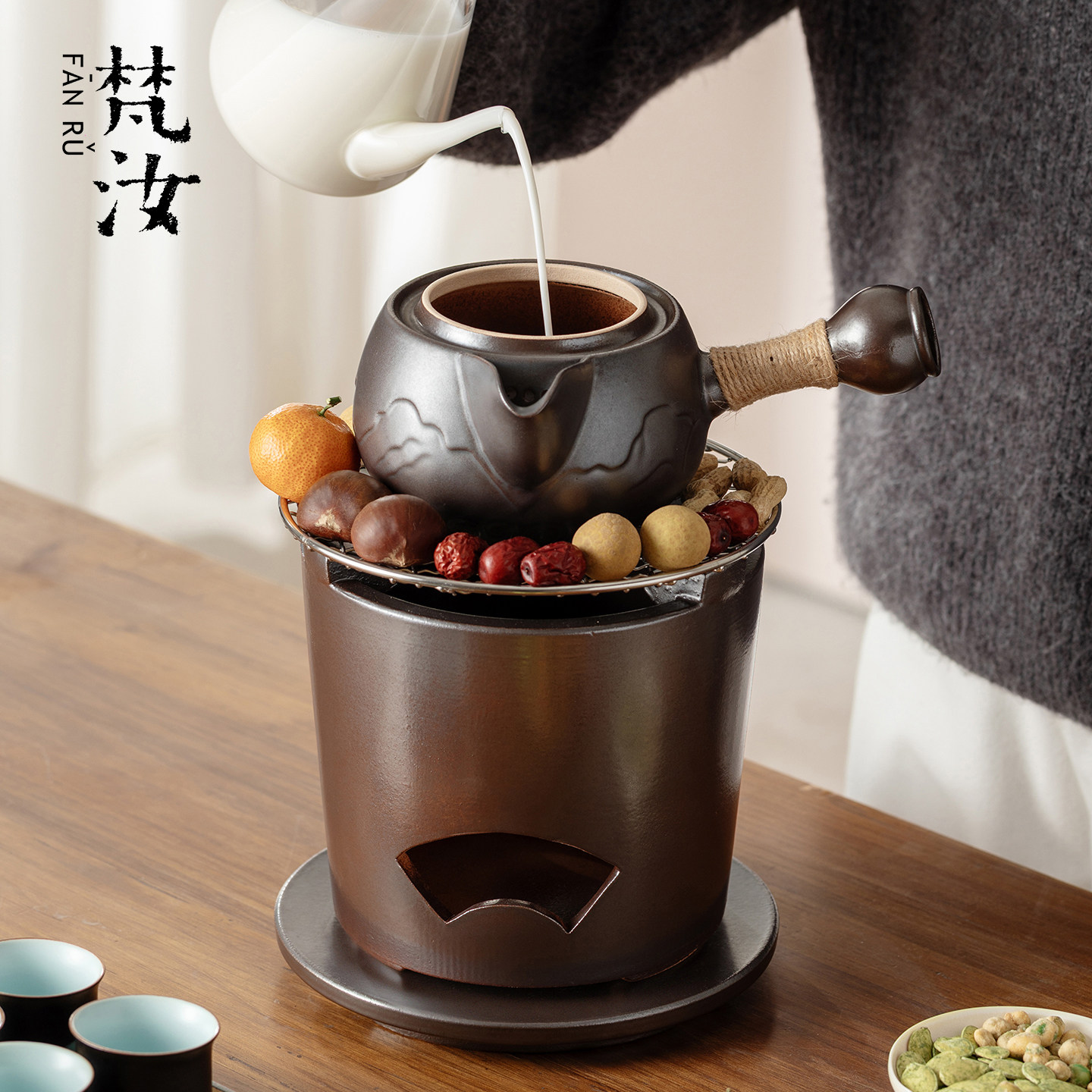 梵汝烤奶罐陶罐煮茶壶烤茶罐围炉煮茶的壶烤奶茶罐烤火炉套装炭炉,淘宝优惠券,粉丝福利购,淘宝优惠卷