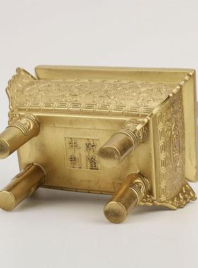 厂家铜鼎摆件黄铜鼎黄铜鼎鼎盛千秋方鼎家居办公室开业礼品