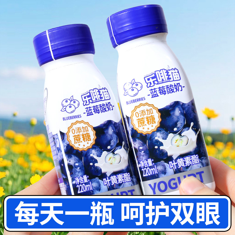 乐啡猫箱装10瓶220ml叶黄素酯蓝莓酸奶含乳饮品云南0添加蔗糖饮料,淘宝优惠券,粉丝福利购,淘宝优惠卷