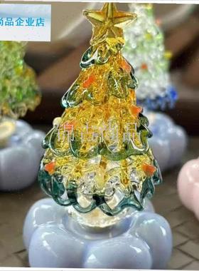 德镇转转圣诞树玻璃琉璃旋转圣B诞树转转摆件圣诞节礼物创意礼物.