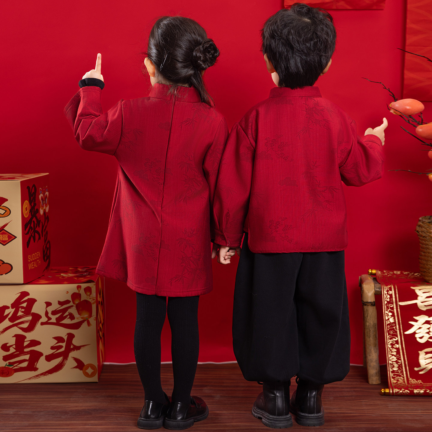 儿童拜年服男童新中式冬季套装2026新款男孩古风帅气新年衣服喜庆,淘宝优惠券,粉丝福利购,淘宝优惠卷