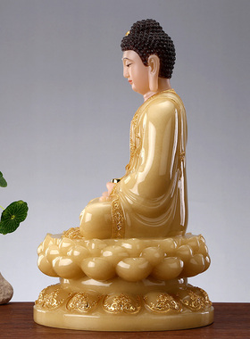 汉白玉释迦牟尼佛佛佛像家用供奉三宝佛阿弥陀佛药师佛神像摆件客