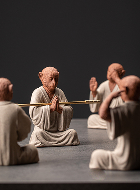 久造中式三不猴禅意摆件创意客厅家居陶瓷茶桌桌面小饰品工艺礼品