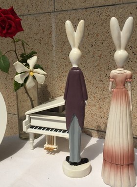 欧式田园复古情侣兔新房新婚情人节生日礼物创意礼品家居摆件饰品