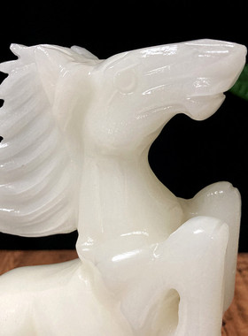 天然玉石马到功成摆件白玉雕刻招财办公室桌开业送礼客厅酒柜装饰