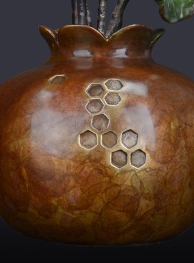 铜金岁月黄铜荷花花艺摆件创意新中式软装家居饰品铜工艺品