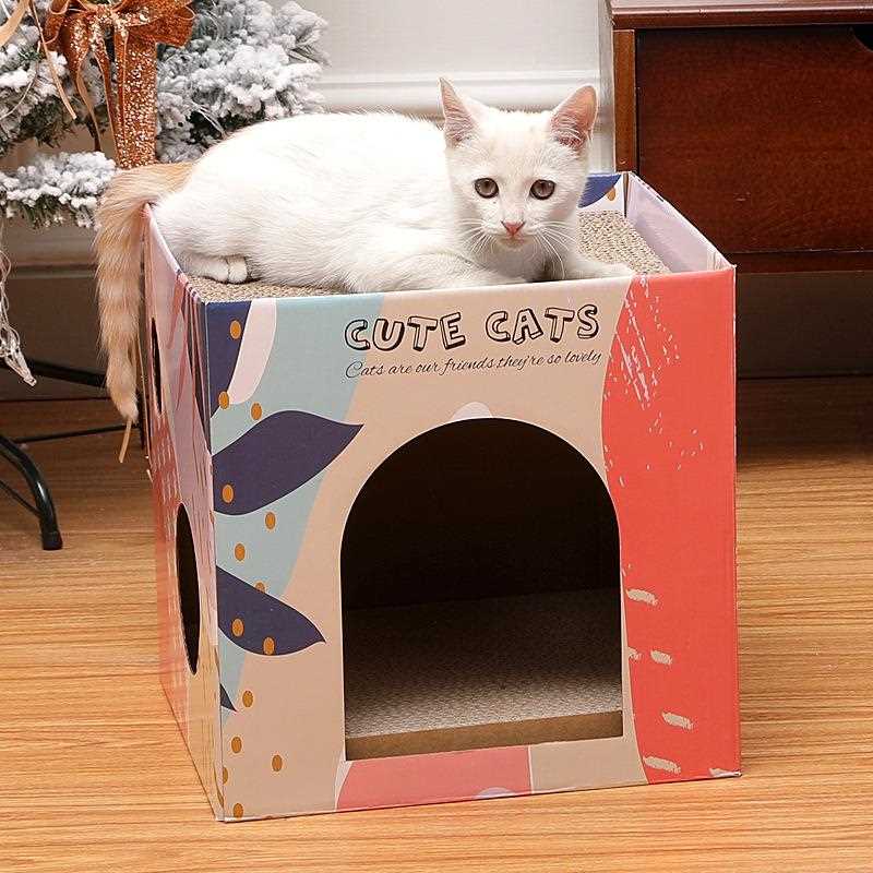 新款直销新款立式猫别墅双层不掉屑瓦楞纸箱猫房子四季通用半封闭 - 图1