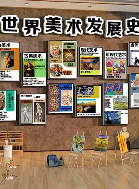 画展布置美术工区教室氛围机构环境创文化墙面装饰发展史幼儿园