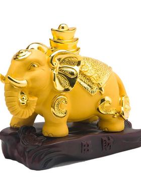 家居客厅中式风水工艺品创意饰品旺财纳福吉祥大象树脂汽车摆件
