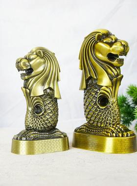 特价新加坡旅游纪念品金属工艺品鱼尾狮模型摆件家居装饰品鱼尾狮
