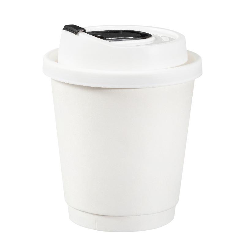 白色双层中空纸杯一次性杯子奶茶咖啡杯全黑色防烫外卖打包热饮杯 - 图3