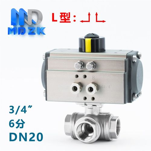 MDZK-AT-Q614/5F-16P气动三通丝口扣不锈钢耐腐蚀T型L型球阀 - 图1