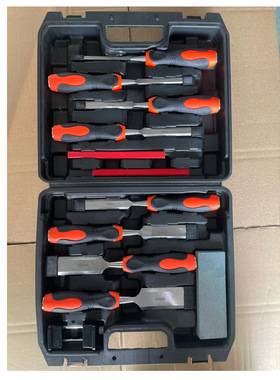耐敲击铬钒钢塑料手柄扁凿平凿木工凿木工凿子工具十件组套套装