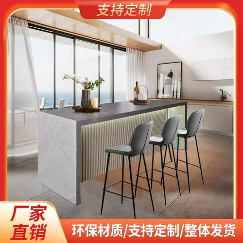 G*小户型奶油风岩板岛台餐桌开放式厨房餐厅隔断沙发后长条吧台可 - 图2