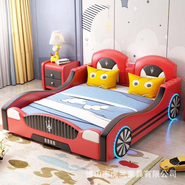 Children's bed car bed children's car lathe sports car bed racing bed boy single bed 1.2m 1.35M soft bed