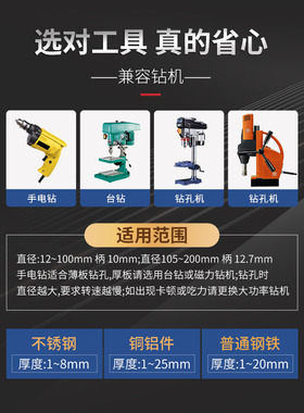 升级硬质合金开孔器 不锈钢专用钻头 开不锈钢板打孔器32 50 75