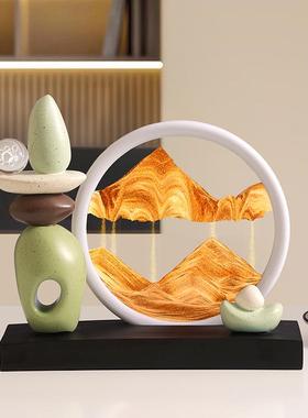 时来运转流沙画摆件欧式轻奢酒柜客厅办公室装饰品玄关3D立体沙漏